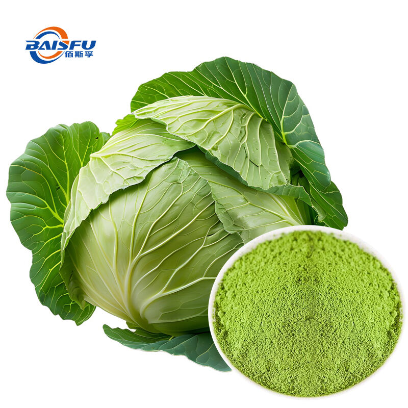 Baisfu Wholesale Natural Freeze Dried Green Cabbage Powder Food Grade Health Supplement Food Coloring Agents For Smoothies Baking